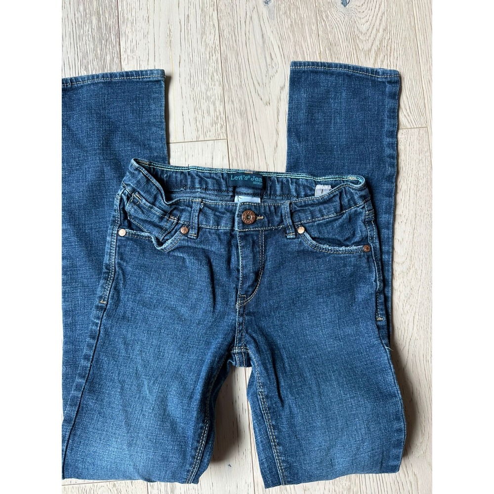Levis Girls Skinny Jeans Blue Denim Adjustable Waist Size 10 Regular 1613-289
